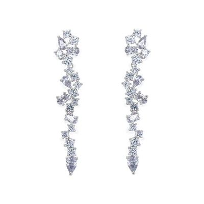Cluster Drop Declaración nupcial Los aretes de circo blanco cúbico Los aretes de latón personalizados