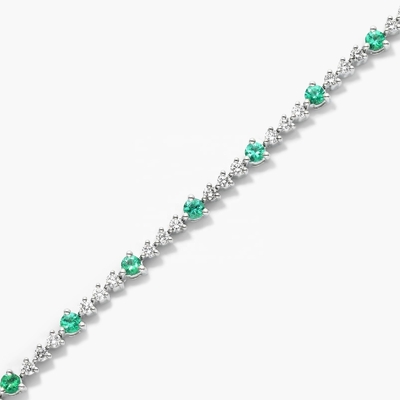 Brazalete de tenis de circo blanco rubí de corte redondo de plata esterlina Brazalete de tenis