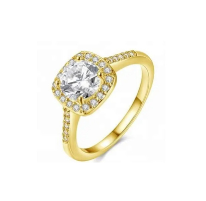 Diamante 18K anillos dorados Tamaño 5 - Tamaño 10 Anillo de compromiso femenino