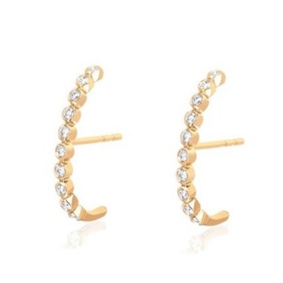 18K Oro Revestido con bisel de ajuste de cubo blanco de zircón auriculares para mujeres