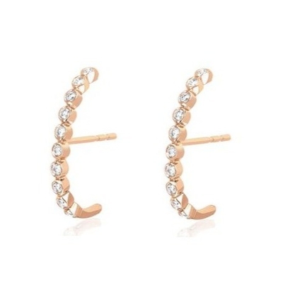 18K Oro Revestido con bisel de ajuste de cubo blanco de zircón auriculares para mujeres
