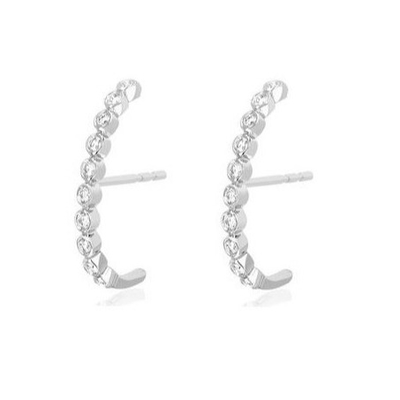 18K Oro Revestido con bisel de ajuste de cubo blanco de zircón auriculares para mujeres