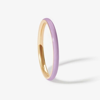 Anillos dorados de esmalte rosa 18K Anillos de apilamiento de plata esterlina 925 sólido