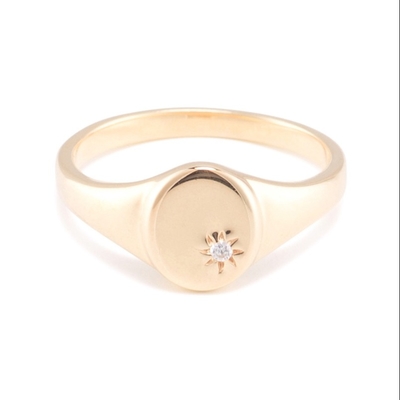 Anillo de sello de girasol de oro Vermeil 18K con diseño minoritario en plata esterlina 925