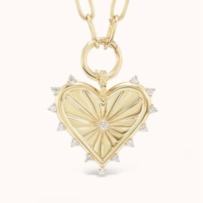 18K Oro Blanco CZ con puntas Amor Corazón Encanto Collar 925 Pendientes de Plata