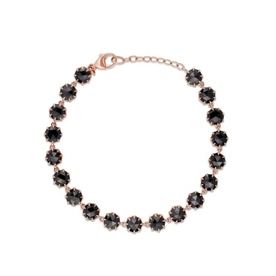 Brazalete de tenis de diamante de Thorn CZ con rodio Revestido con piedra preciosa negra