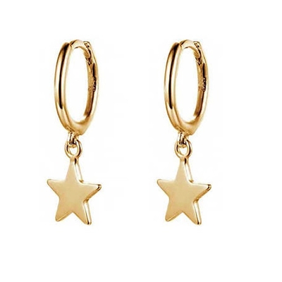 Los oídos en forma de anillos de aro de latón 14K de oro en forma de estrella para mujeres Joyería diaria simple