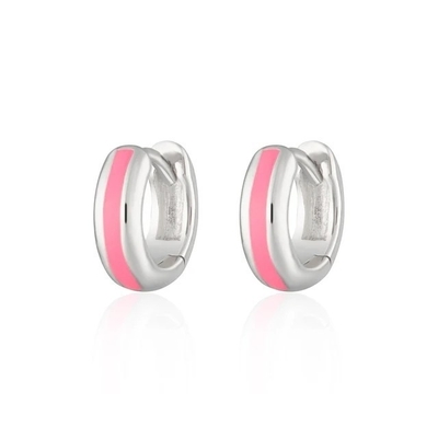 925 Logotipo personalizado 18K dorado rosado con esmalte de esmalte, pendientes de abrazo para mujeres