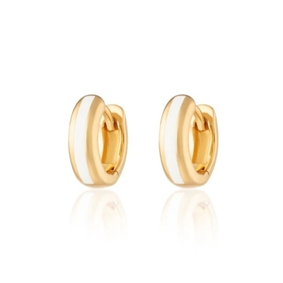 925 Logotipo personalizado 18K dorado rosado con esmalte de esmalte, pendientes de abrazo para mujeres