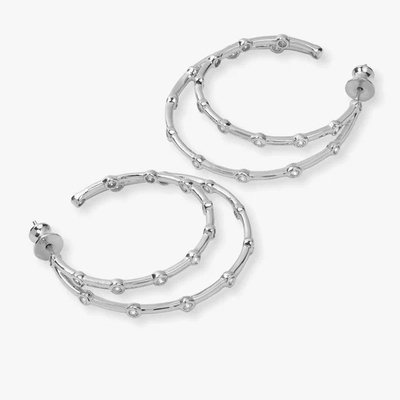 Orecillos de aro de zirconia cúbica blanca Conjunto de bisel Orecillos de aro gemelo de oro 18K