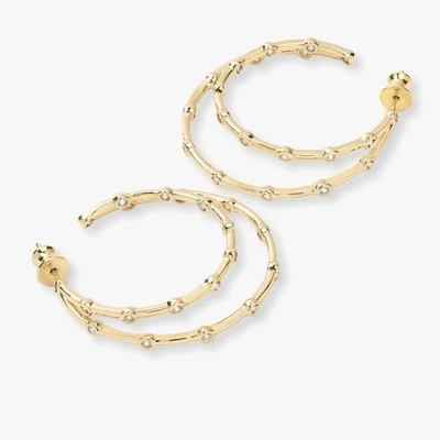 Orecillos de aro de zirconia cúbica blanca Conjunto de bisel Orecillos de aro gemelo de oro 18K