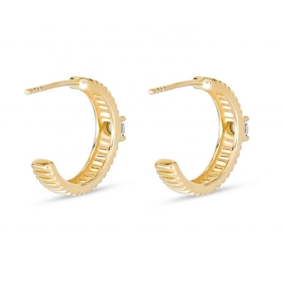 Mujeres Cubicos Zirconia Diamante Zócalo Aretes de latón Redondo Corte Brillante