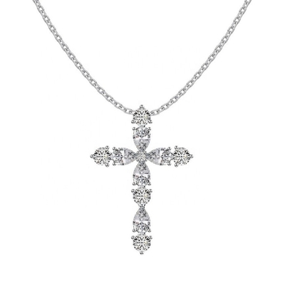 Personaliza el collar de la cruz de plata de 925 Sterling, de 18k. Cruz de plata y cadena.