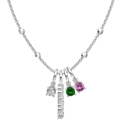 Collar de plata blanco CZ 4mm 925 Collar de piedra de zircón femenino