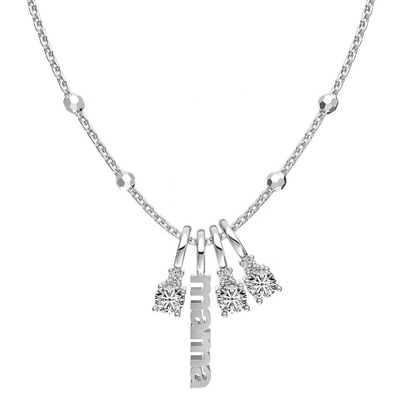 Collar de plata blanco CZ 4mm 925 Collar de piedra de zircón femenino