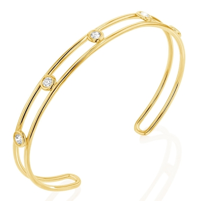 Brazalete de manguito de zirconia cúbico de diamante de platino ancho 6 mm brazalete de manguito CZ
