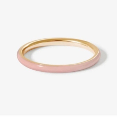 Anillos dorados de esmalte rosa 18K Anillos de apilamiento de plata esterlina 925 sólido