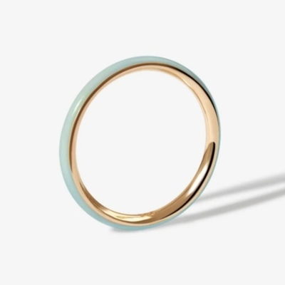 Anillos dorados de esmalte rosa 18K Anillos de apilamiento de plata esterlina 925 sólido