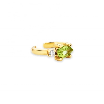 18K Oro Revestido 925 Plata Esterlina Tendencia Diseño Perra Corte Peridot CZ manguito Aretes