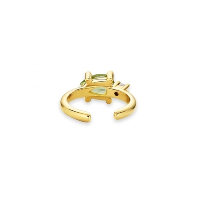 18K Oro Revestido 925 Plata Esterlina Tendencia Diseño Perra Corte Peridot CZ manguito Aretes
