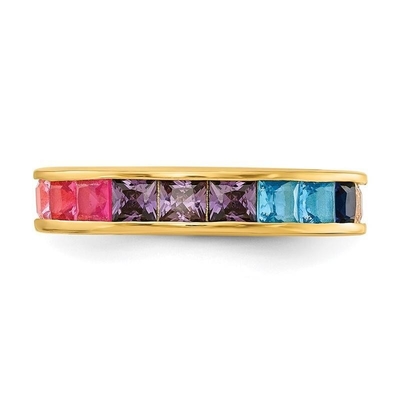 Colorido círculo de circo cúbico eternidad anillo de boda para mujeres 925 plata