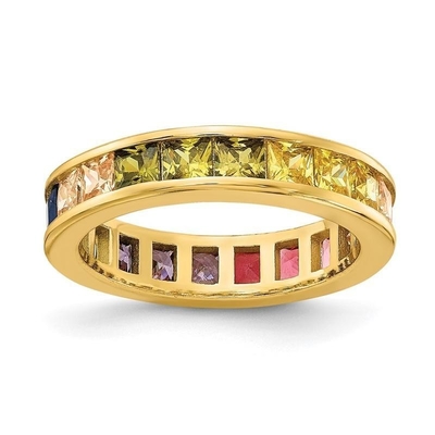 Colorido círculo de circo cúbico eternidad anillo de boda para mujeres 925 plata