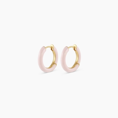 Logotipo personalizado Chunky 18K Oro Revestido Hoop color esmalte turquesa 925 plata esterlina Huggies Aretes