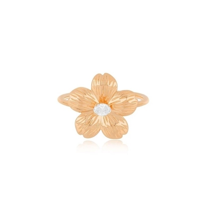 Forever Flower 18K Dorado Oval CZ Anillo de Mujeres en 925 joyas de plata esterlina