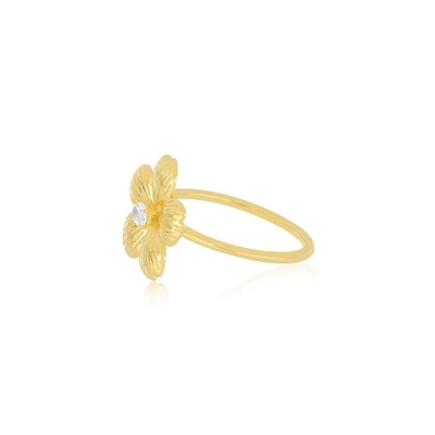 Forever Flower 18K Dorado Oval CZ Anillo de Mujeres en 925 joyas de plata esterlina