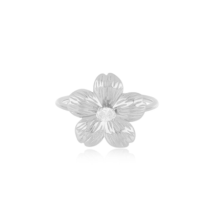 Forever Flower 18K Dorado Oval CZ Anillo de Mujeres en 925 joyas de plata esterlina