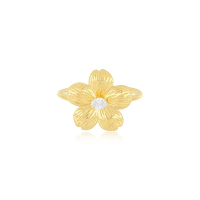 Forever Flower 18K Dorado Oval CZ Anillo de Mujeres en 925 joyas de plata esterlina