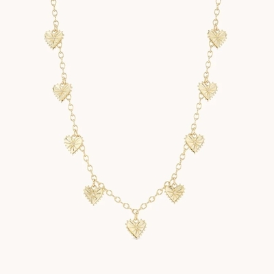Moderno 14K Revestido de oro Moda Multi Encanto en forma de corazón Collar de latón femenino