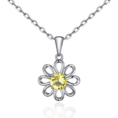 925 Pendiente de girasol de plata esterlina con joyería de cadena Diseño de zircón cúbico amarillo