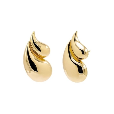 2024 Double Teardrop Fashion 18K Orecillos Revestidos con Oro y aceptación de logotipo personalizado