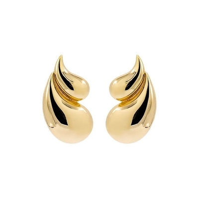 2024 Double Teardrop Fashion 18K Orecillos Revestidos con Oro y aceptación de logotipo personalizado