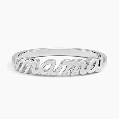 Classic 925 Sterling Silver14K Gold Highly Polished MAMA Mujeres Anillos En Diseño Minimalista