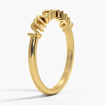 Classic 925 Sterling Silver14K Gold Highly Polished MAMA Mujeres Anillos En Diseño Minimalista