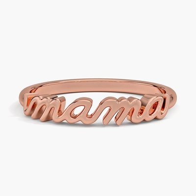 Classic 925 Sterling Silver14K Gold Highly Polished MAMA Mujeres Anillos En Diseño Minimalista