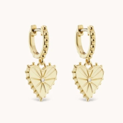 14K Dorado Dangle Drop Heart Huggies Los aretes para mujeres son 925 de plata esterlina
