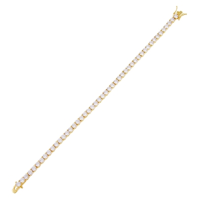 Artículo caliente 925 Plata esterlina Revestimiento de oro 3 mm cúbico Circonia Brazalete de tenis para mujeres