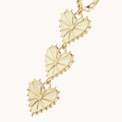 Hecho a mano 14K Dorado Dangle Multi Huggies Corazon encantamiento aretes perfecto presente