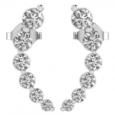 Aretes blancos cúbicos de zircón 925 de plata esterlina, de punta de oro rosa, hechos a mano
