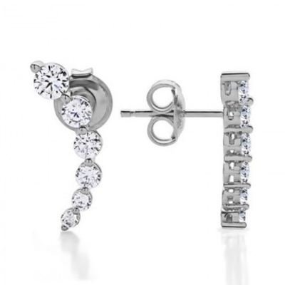 Aretes blancos cúbicos de zircón 925 de plata esterlina, de punta de oro rosa, hechos a mano