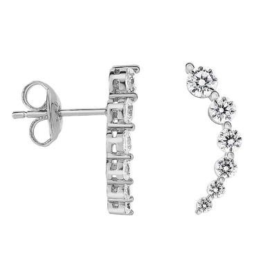 Aretes blancos cúbicos de zircón 925 de plata esterlina, de punta de oro rosa, hechos a mano