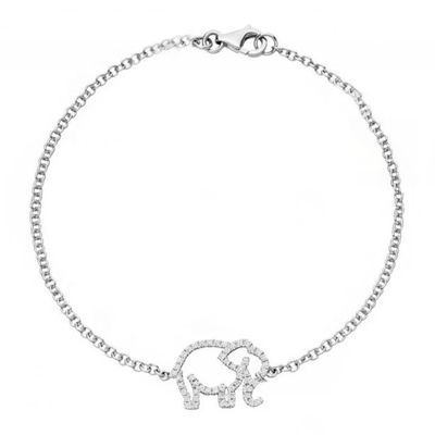 Brazalete de elefante de plata 925 con tecnología de micro inserción y diamante blanco CZ