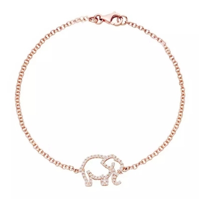 Brazalete de elefante de plata 925 con tecnología de micro inserción y diamante blanco CZ