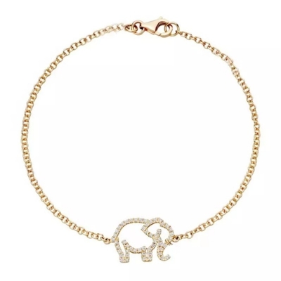 Brazalete de elefante de plata 925 con tecnología de micro inserción y diamante blanco CZ