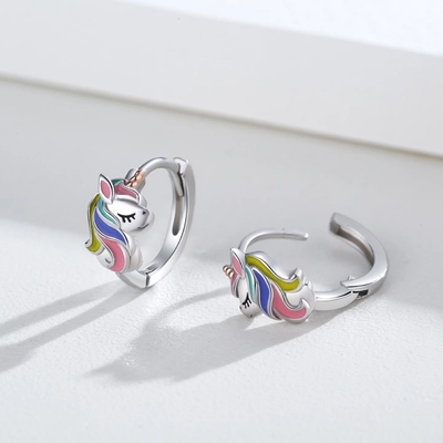Unicornio Revestido con Rodio Colorido Enamel Huggies Ahorros Para Adolescentes Joyería de Moda