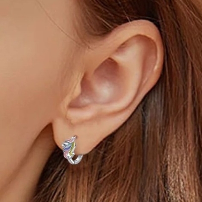 Unicornio Revestido con Rodio Colorido Enamel Huggies Ahorros Para Adolescentes Joyería de Moda