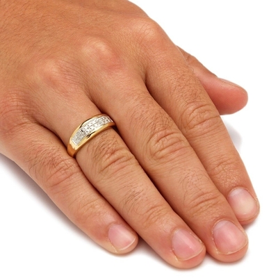 Anillo de boda de diamantes de plata / latón para hombres con diamantes pavimentados